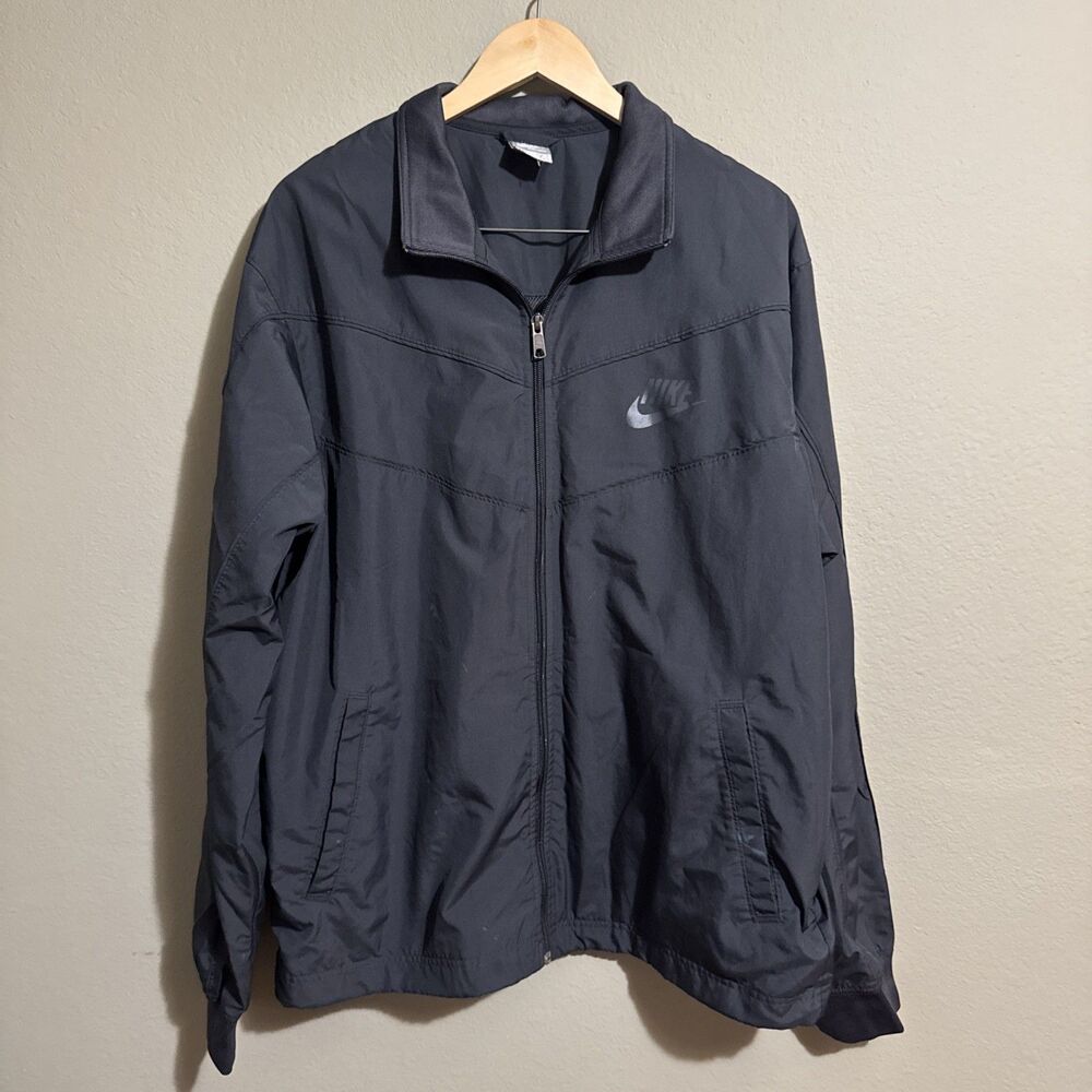 Nike Sportswear Windbreaker Jacket Men Sz L Gray Vintage Lightweight READ